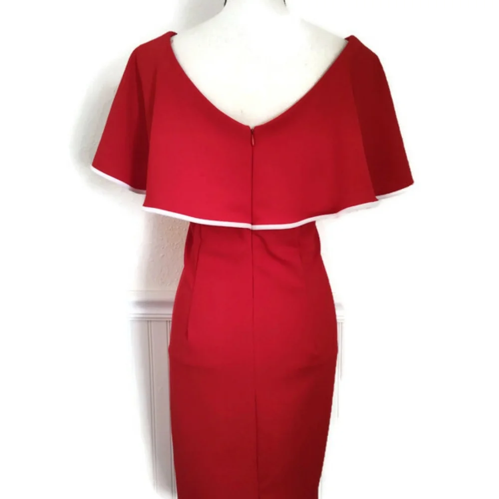 True Red Glamour Dress Vintage Design So beautiful!! Size 14 - Picture 6 of 6